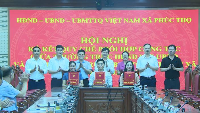 Hội nghị ký kết Quy chế phối hợp giữa Thường trực HĐND, UBND và Ủy ban MTTQ Việt Nam xã nhiệm kỳ 2021-2026.- Ảnh 5.