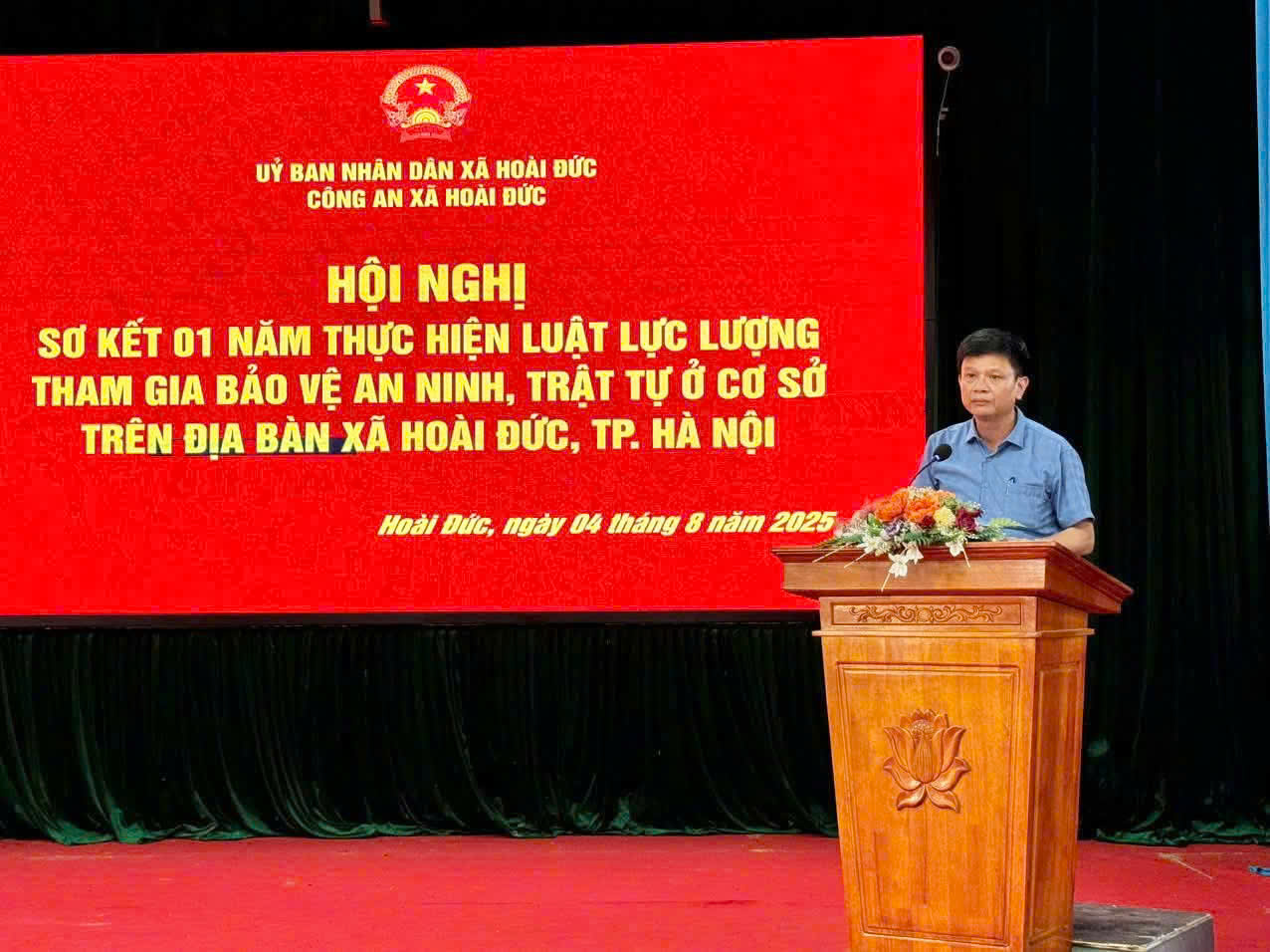 Công an xã Hoài Đức tổ chức Hội nghị sơ kết 01 năm triển khai lực lượng tham gia bảo vệ an ninh, trật tự (ANTT) ở cơ sở- Ảnh 2.