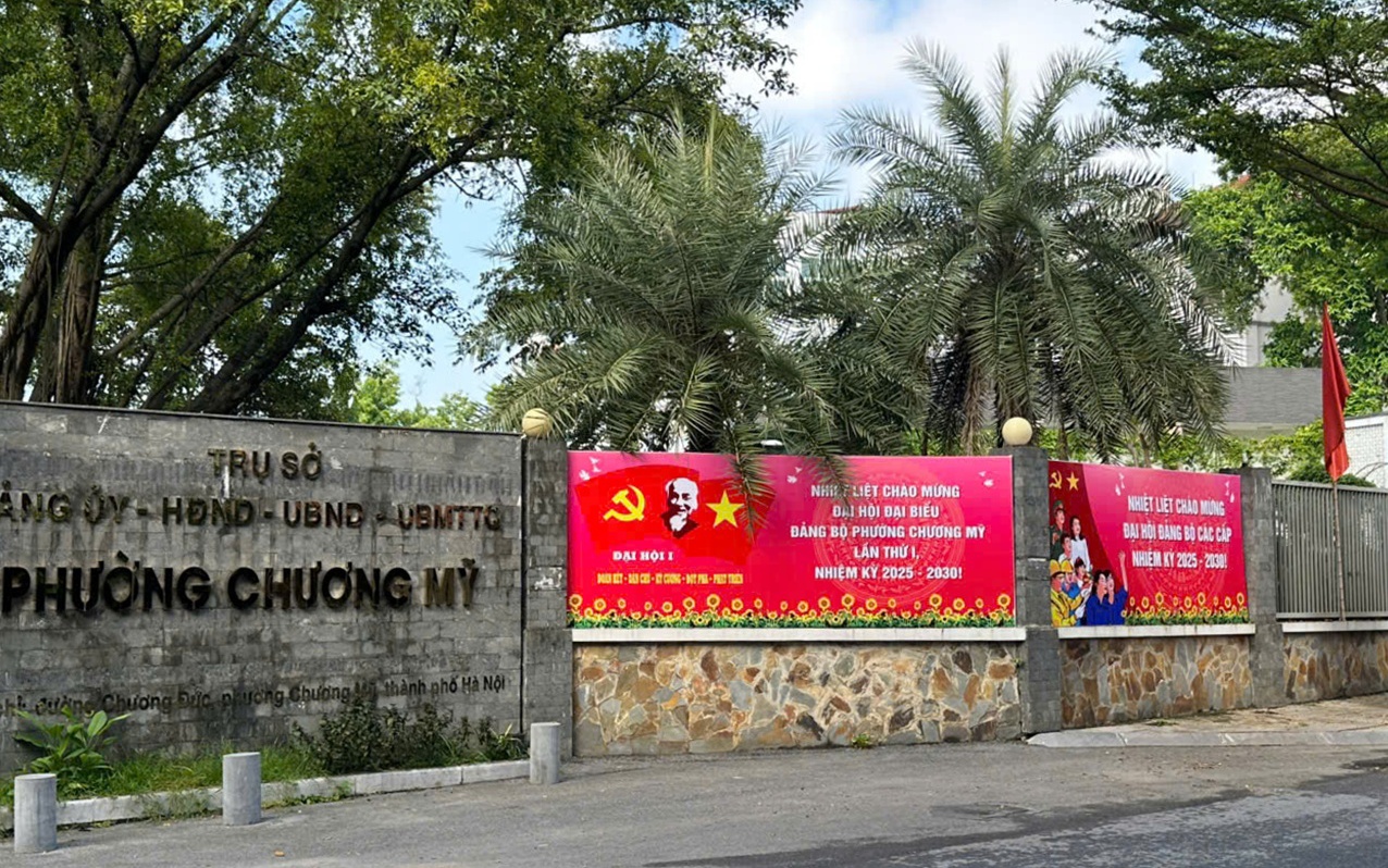 Rực rỡ cờ hoa chào mừng Đại hội đại biểu Đảng bộ phường Chương Mỹ lần thứ I, nhiệm kỳ 2025 - 2030