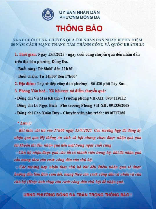 Thông báo ngày cuối cùng chuyển quà tới nhân dân- Ảnh 1.