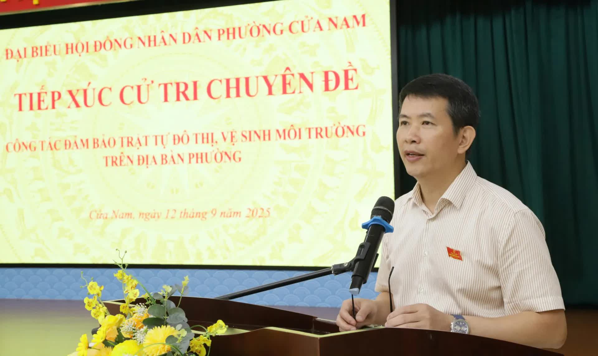 HĐND phường Cửa Nam tiếp xúc cử tri chuyên đề về công tác đảm bảo trật tự đô thị, vệ sinh môi trường- Ảnh 2.