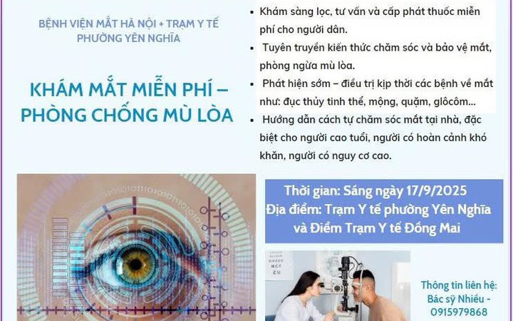 KHÁM MẮT MIỄN PHÍ – PHÒNG CHỐNG MÙ LÒA