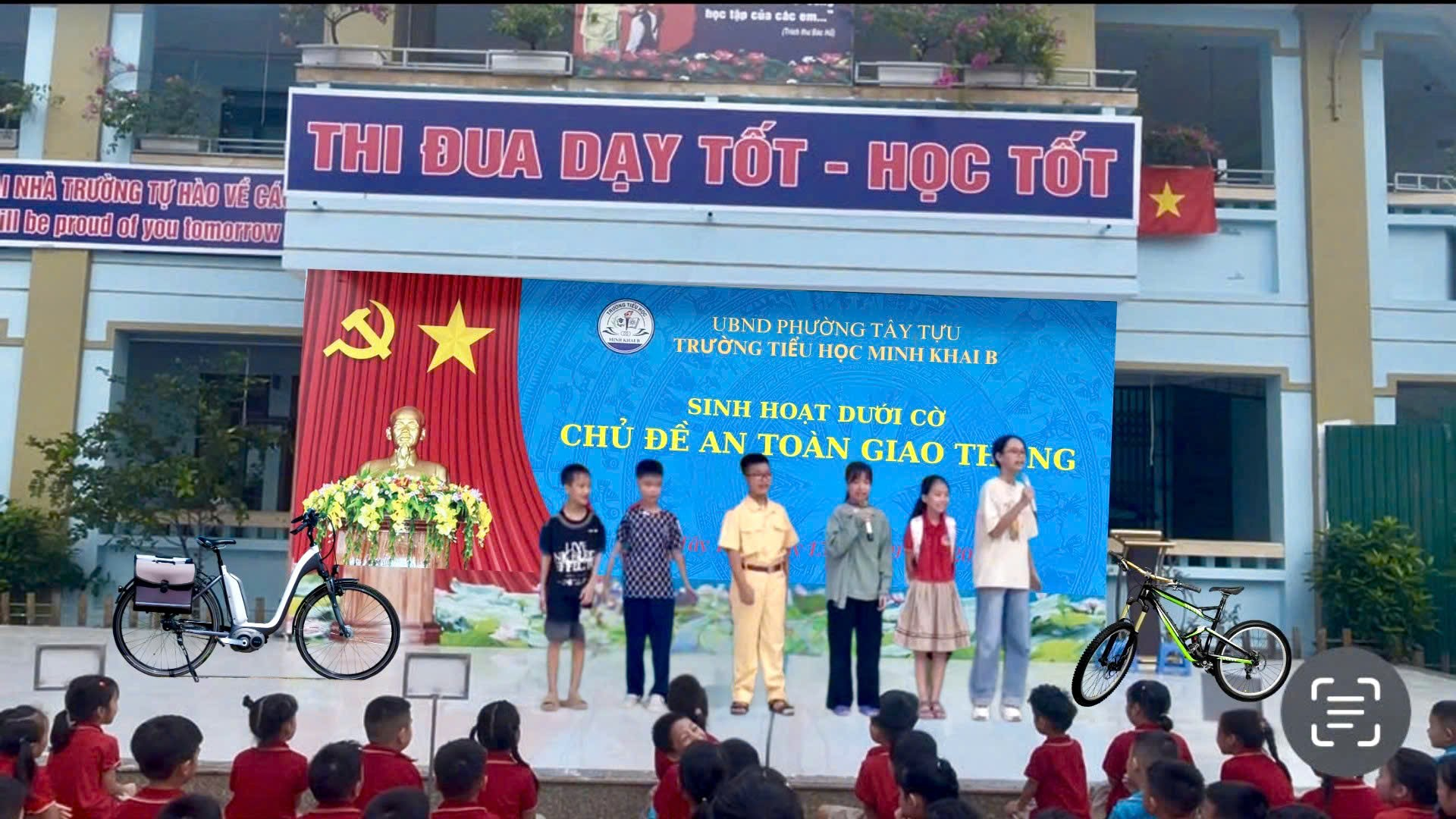 Trường Tiểu học Minh Khai B tổ chức Sinh hoạt dưới cờ với chủ đề “An toàn giao thông”- Ảnh 4.