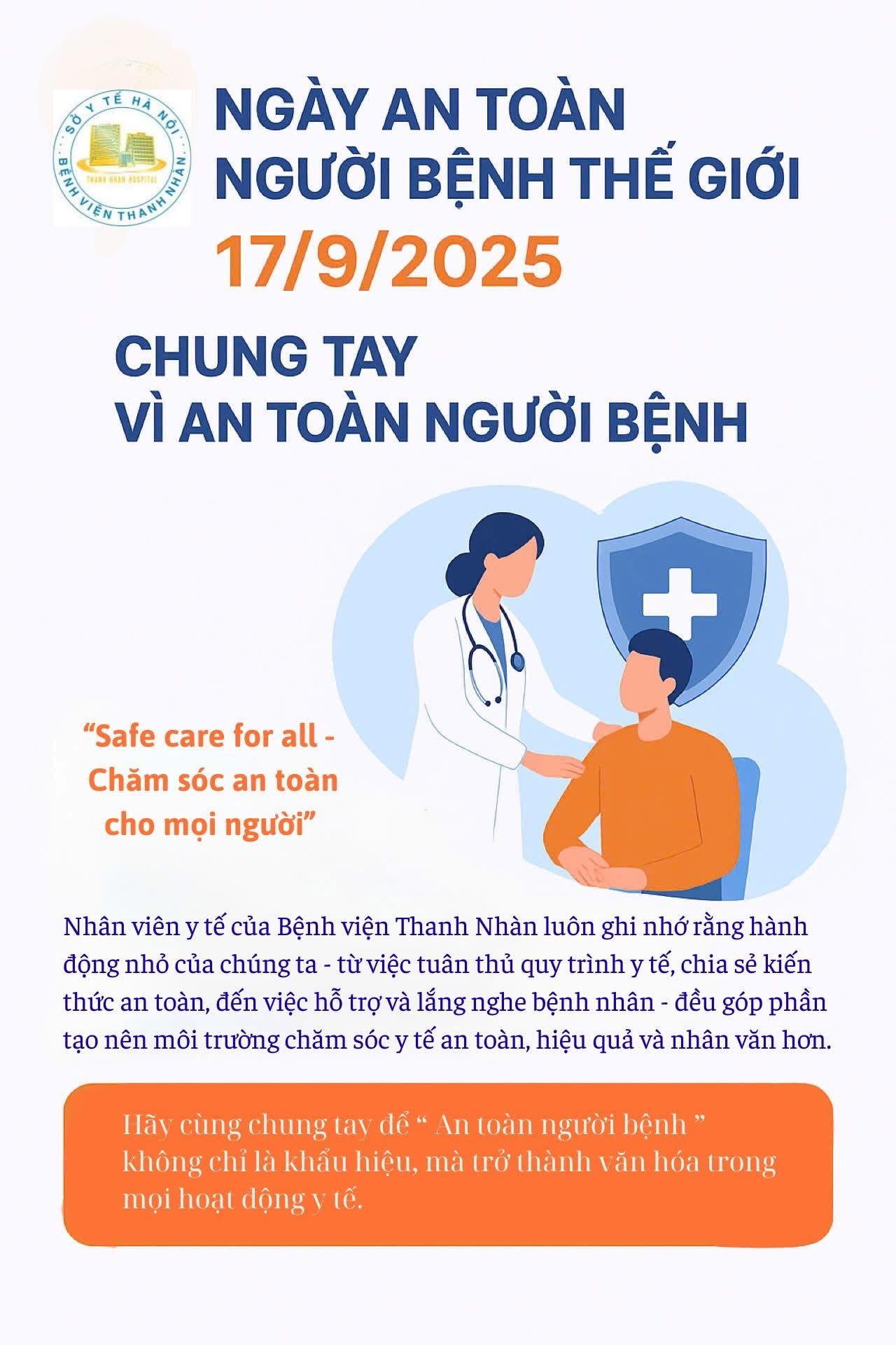 Các bệnh viện công lập Hà Nội đồng loạt hưởng ứng Ngày An toàn Người bệnh Thế giới
