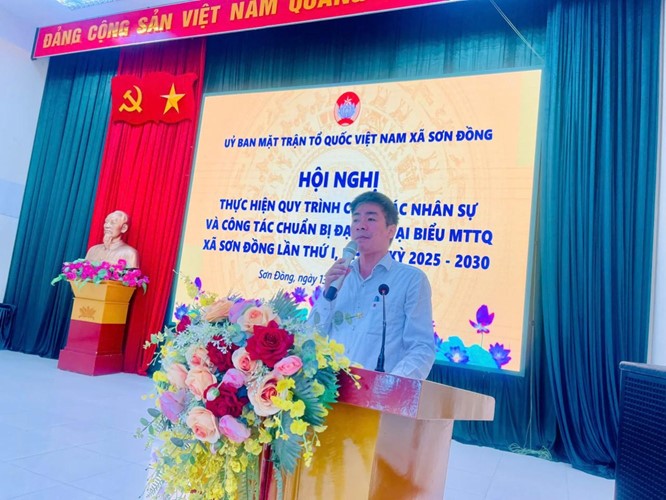 UB MTTQ xã Sơn Đồng tổ chức hội nghị thực hiện quy trình công tác nhân sự và chuẩn bị Đại hội lần thứ I- Ảnh 2.