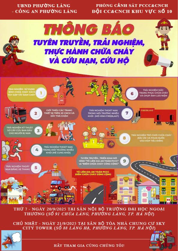 UBND phường Láng thông báo về việc tổ chức trải nghiệm, thực hành Chữa cháy và cứu nạn, cứu hộ.- Ảnh 3.