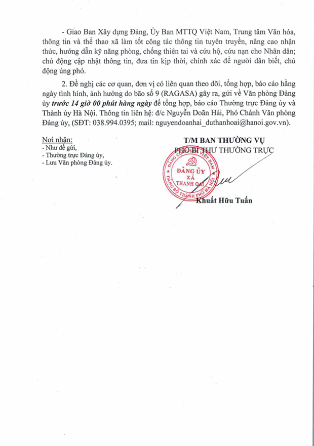 HOẢ TỐC chủ động ứng phó cơn Bão số 9 năm 2025 trên địa bàn xã Thanh Oai- Ảnh 2.