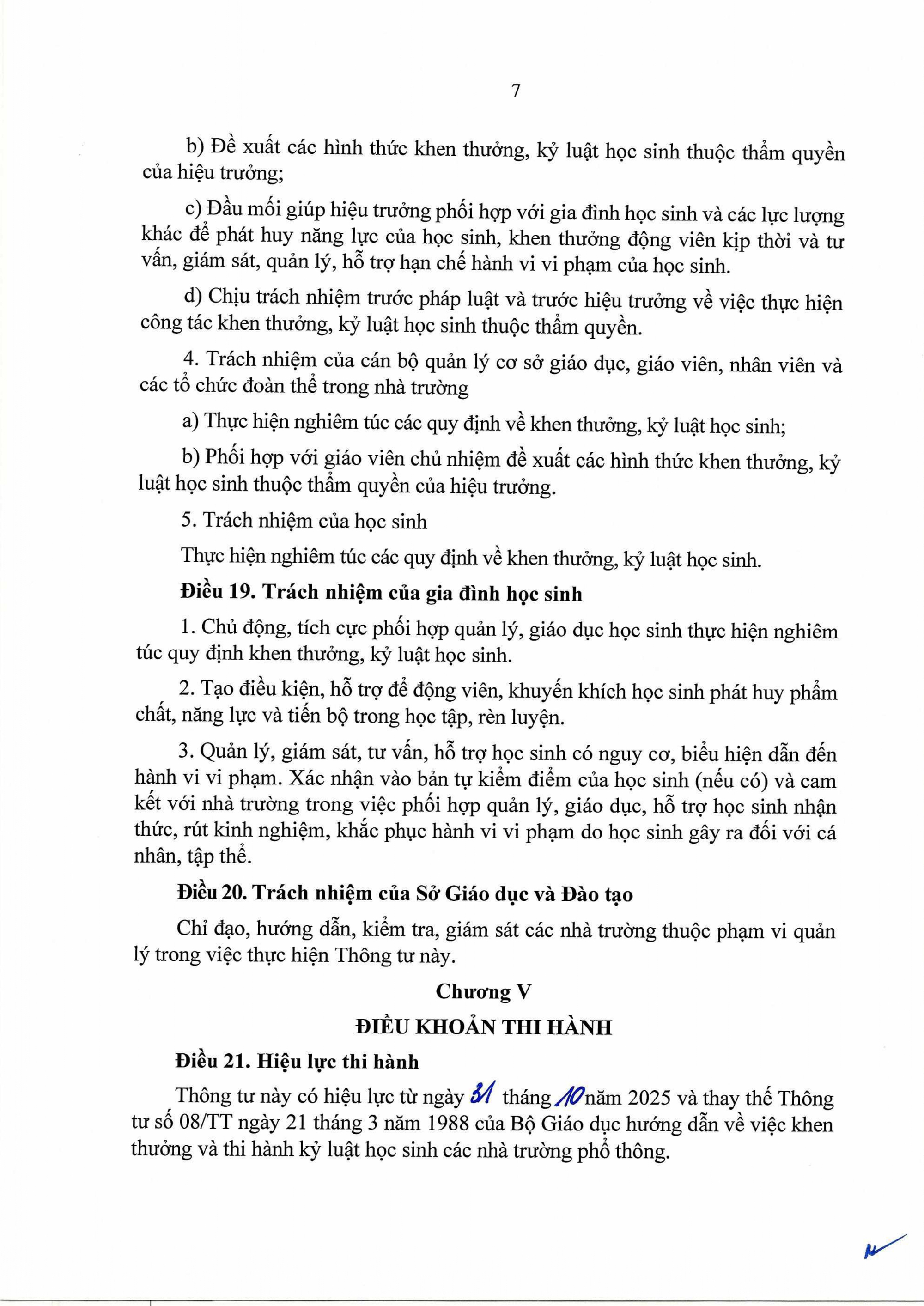 TOÀN VĂN: Thông tư 19/2025/TT-BGDĐT quy định về khen thưởng và kỷ luật học sinh- Ảnh 7.