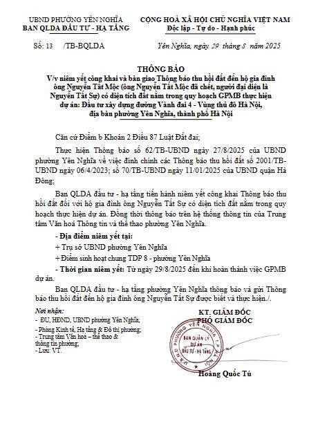 THÔNG BÁO UBND PHƯỜNG YÊN NGHĨA
- Ảnh 1.