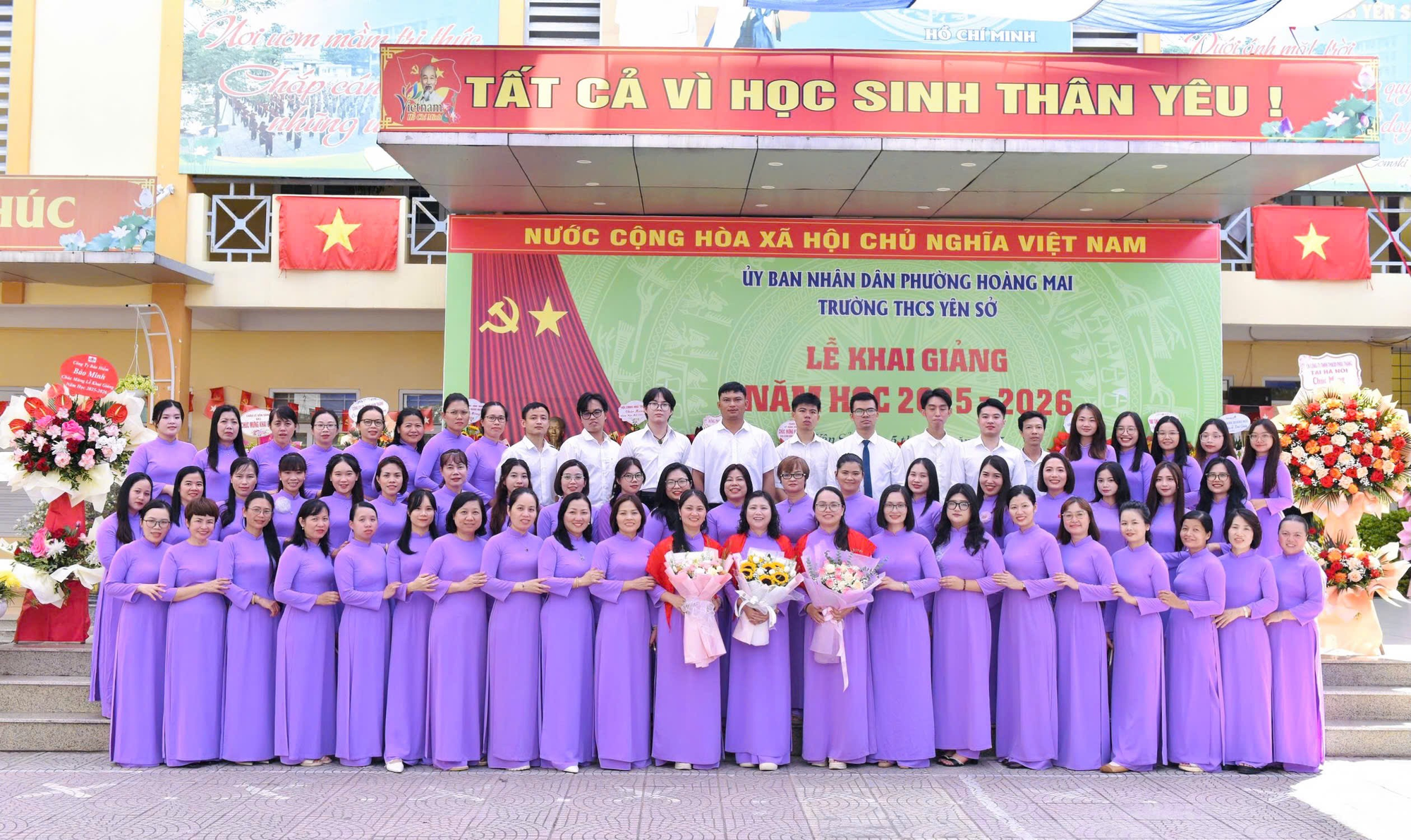 A group of people in purple dresses  AI-generated content may be incorrect.