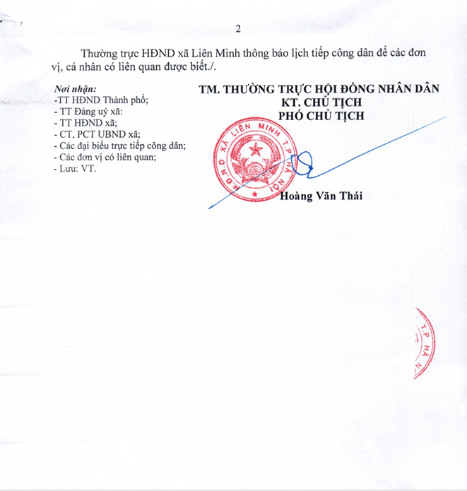 Thông báo Lịch tiếp công dân của Chủ tịch Hội đồng nhân dân xã Liên Minh tháng 9/2025- Ảnh 2.