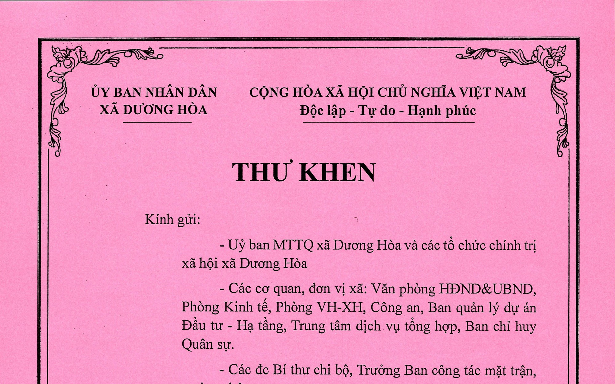 Thư Khen