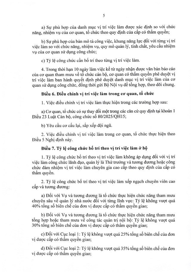 Nghị định số 361/2025/NĐ-CP của Chính phủ quy định chi tiết về nguyên tắc, trình tự, thủ tục xây dựng, thẩm quyền phê duyệt vị trí việc làm công chức- Ảnh 5.