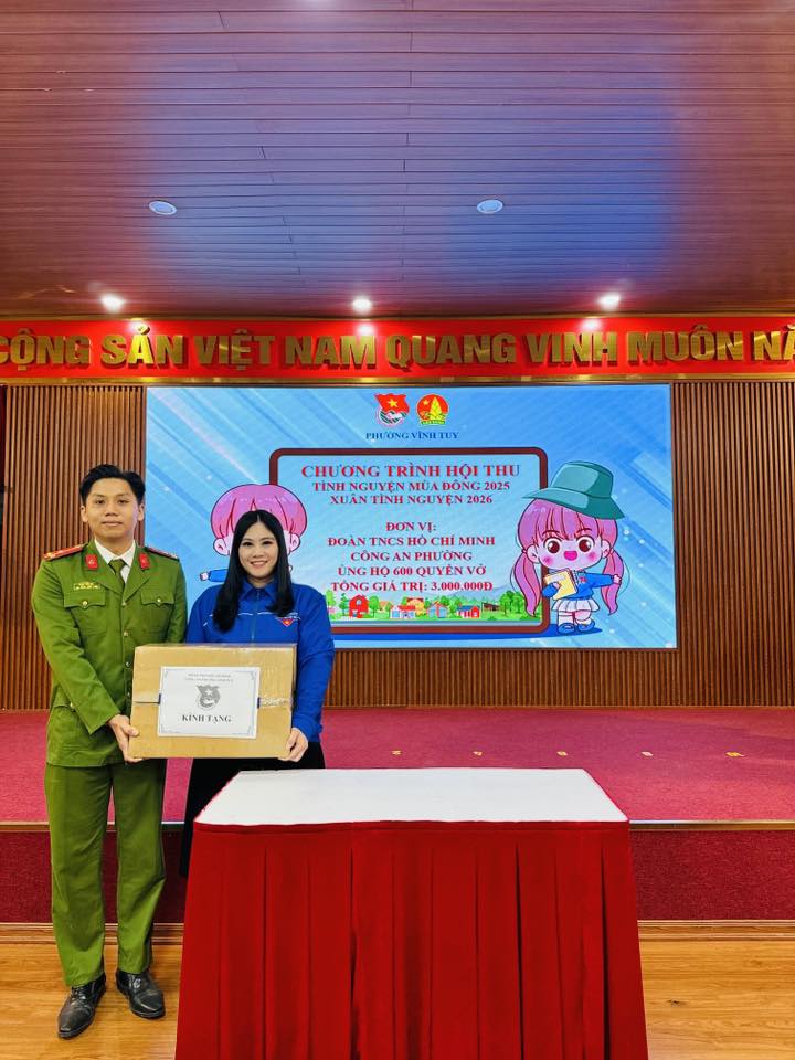 ĐOÀN TNCS HỒ CHÍ MINH - HỘI ĐỒNG ĐỘI PHƯỜNG VĨNH TUY TỔ CHỨC CHƯƠNG TRÌNH HỘI THU “TÌNH NGUYỆN MÙA ĐÔNG” NĂM 2025 - “XUÂN TÌNH NGUYỆN” NĂM 2026
- Ảnh 2.