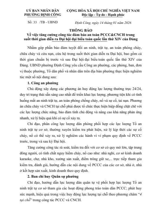 UBND phường Định Công thông báo- Ảnh 1.