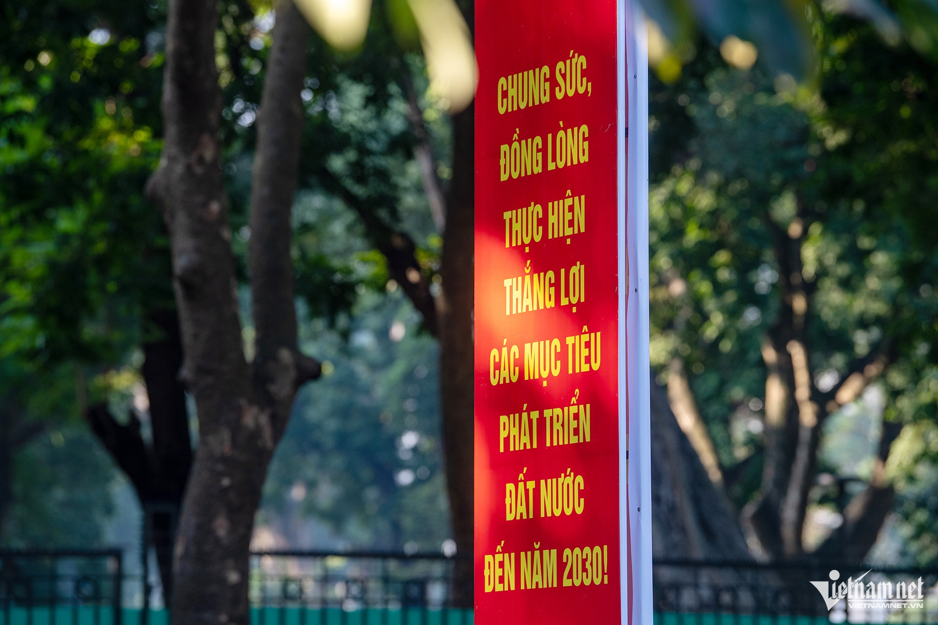 Phố phường Hà Nội rực rỡ cờ hoa chào mừng Đại hội 14 của Đảng- Ảnh 9.