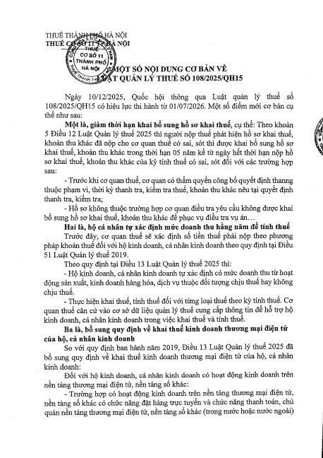 Một số nội dung cơ bản về Luật Quản lý Thuế số 108/2025/QH 15- Ảnh 1.