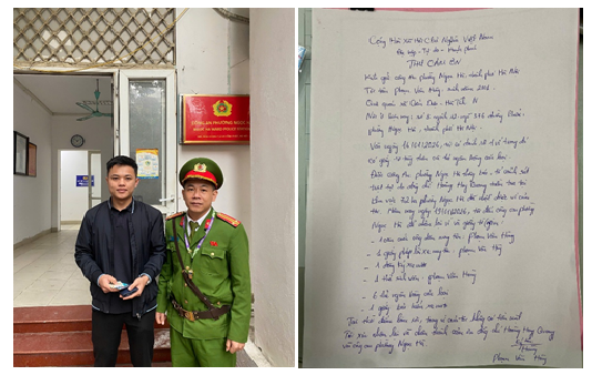 Công an phường Ngọc Hà trao trả tài sản cho người dân trong quá trình làm nhiệm vụ bảo vệ Đại hội XIV của Đảng- Ảnh 1.