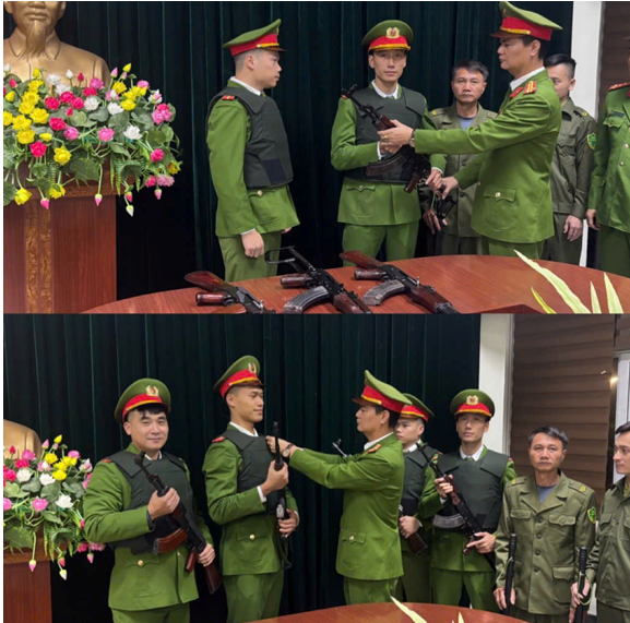 Công an xã Ngọc Hồi ra quân tuần tra vũ trang, bảo đảm ANTT phục vụ Đại hội XIV của Đảng- Ảnh 1.