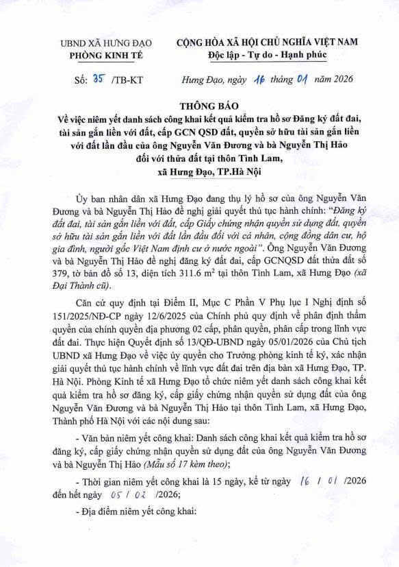 THÔNG BÁO
Về việc niêm yết danh sách công khai kết quả kiểm tra hồ sơ- Ảnh 1.