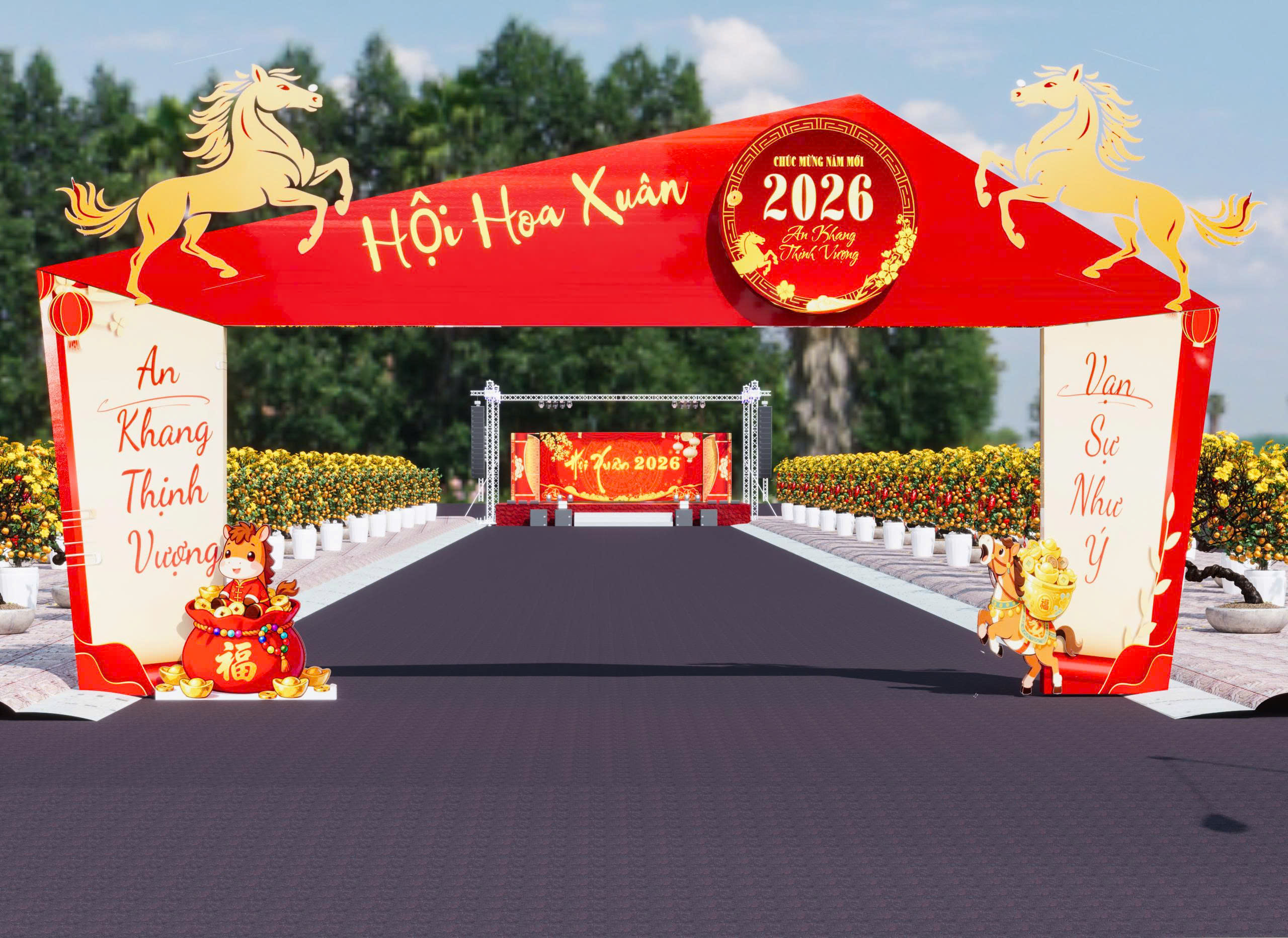 Hội chợ hoa xuân Bính Ngọ xã Bình Minh diễn ra từ ngày 01/ 02 đến ngày 15/ 02/ 2026