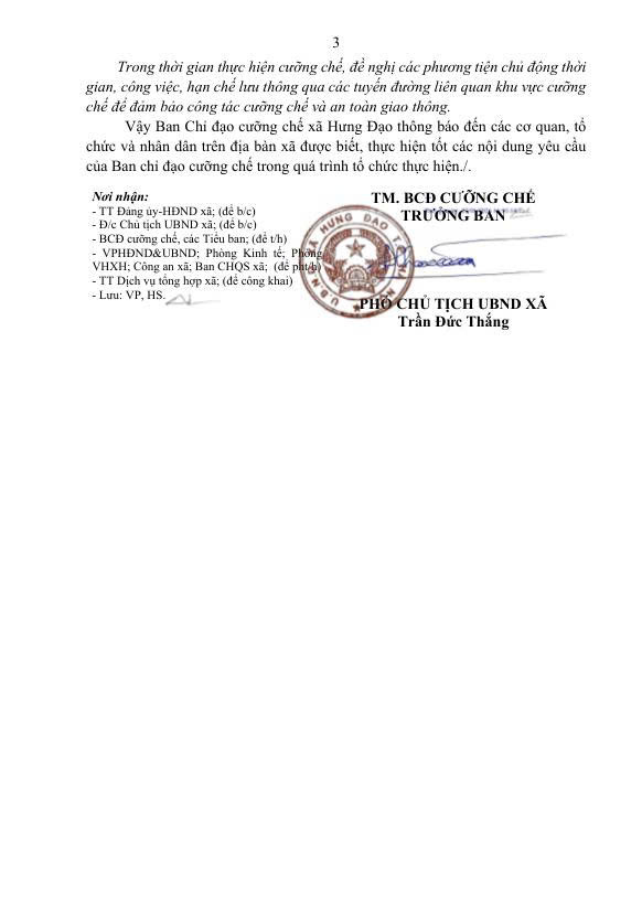 THÔNG BÁO CÔNG KHAI 
Việc thực hiện cưỡng chế phá dỡ các công trình vi phạm pháp luật về đất đai, trật tự xây dựng tháng 01/2026 trên địa bàn xã Hưng Đạo- Ảnh 3.