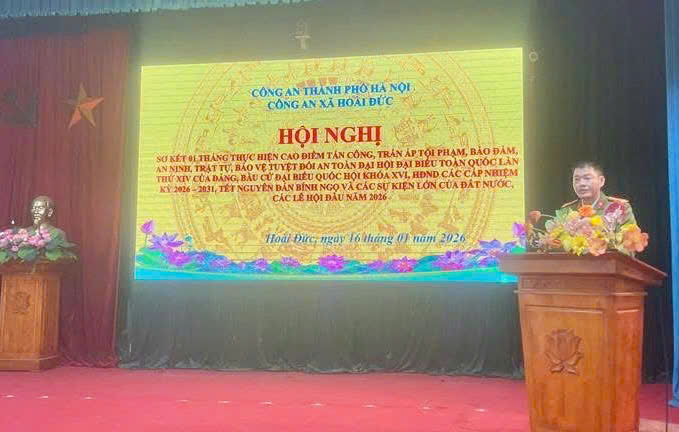 Công an xã Hoài Đức sơ kết 01 tháng thực hiện cao điểm tấn công, trấn áp tội phạm, bảo đảm an ninh, trật tự phục vụ Đại hội đại biểu toàn quốc lần thứ XIV của Đảng- Ảnh 1.