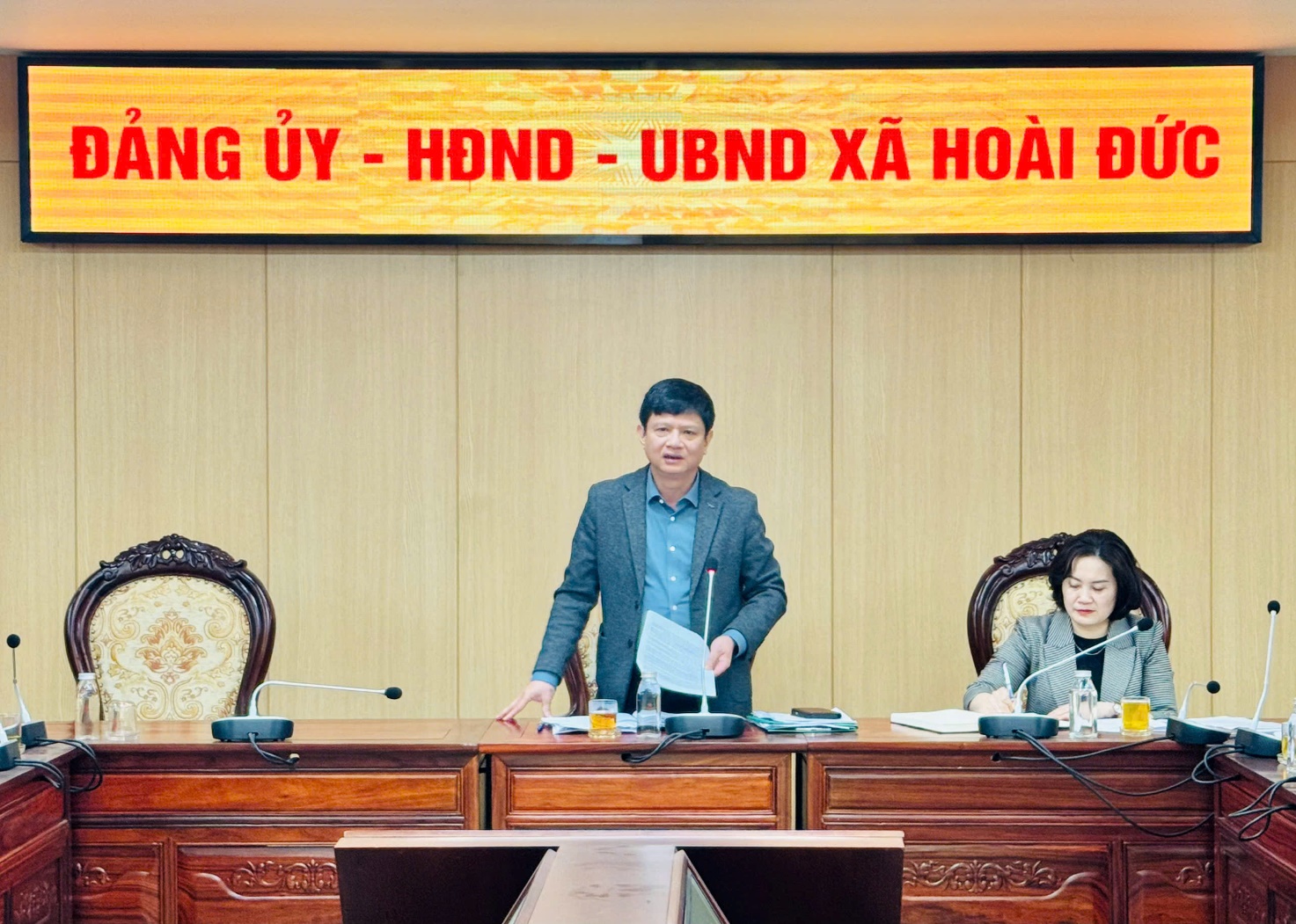 UBND xã Hoài Đức tổ chức hội nghị Ban lãnh đạo UBND xã mở rộng thảo luận, giới thiệu người ứng cử đại biểu HĐND xã, nhiệm kỳ 2026 - 2031- Ảnh 1.
