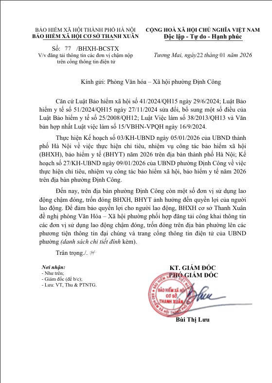 UBND phường Định Công thông báo tới các đơn vị, nhân dân- Ảnh 1.