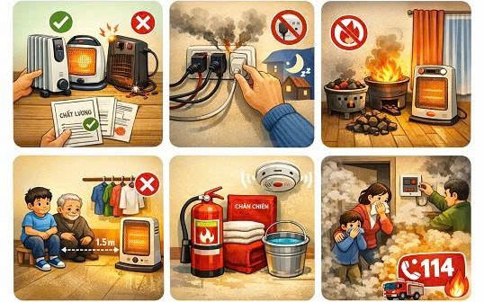 Khuyến cáo đảm bảo an toàn phòng chống cháy, nổ khi sử dụng thiết bị sưởi ấm
