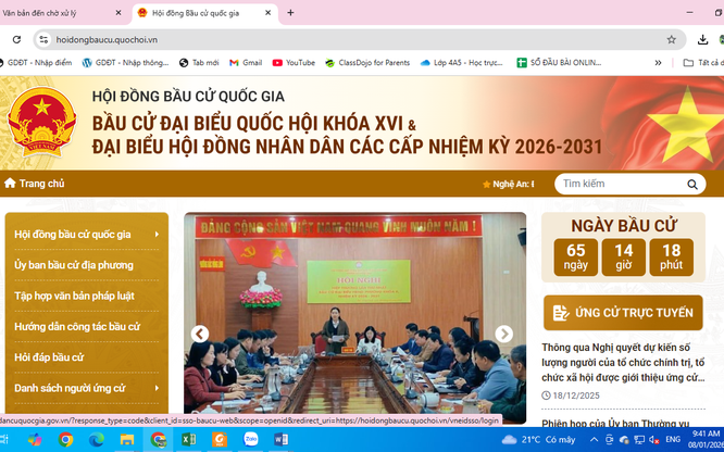 HƯỚNG DẪN: Nộp hồ sơ ứng cử Đại biểu Quốc hội và Đại biểu HĐND các cấp trên Cổng thông tin điện tử Hội đồng Bầu cử Quốc gia