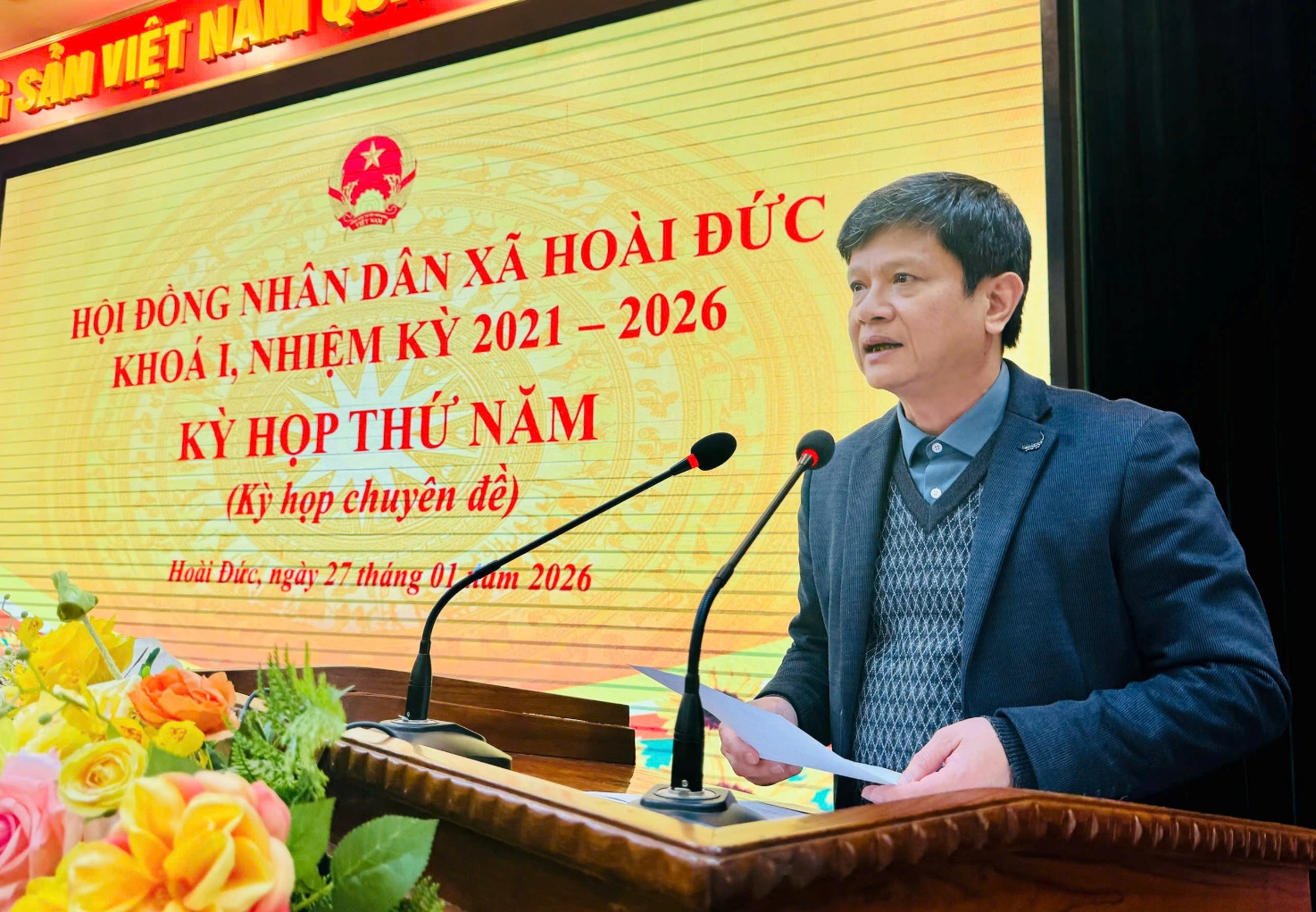 HĐND xã Hoài Đức tổ chức Kỳ họp thứ Năm (Kỳ họp chuyên đề) HĐND xã khóa I, nhiệm kỳ 2021 - 2026- Ảnh 2.