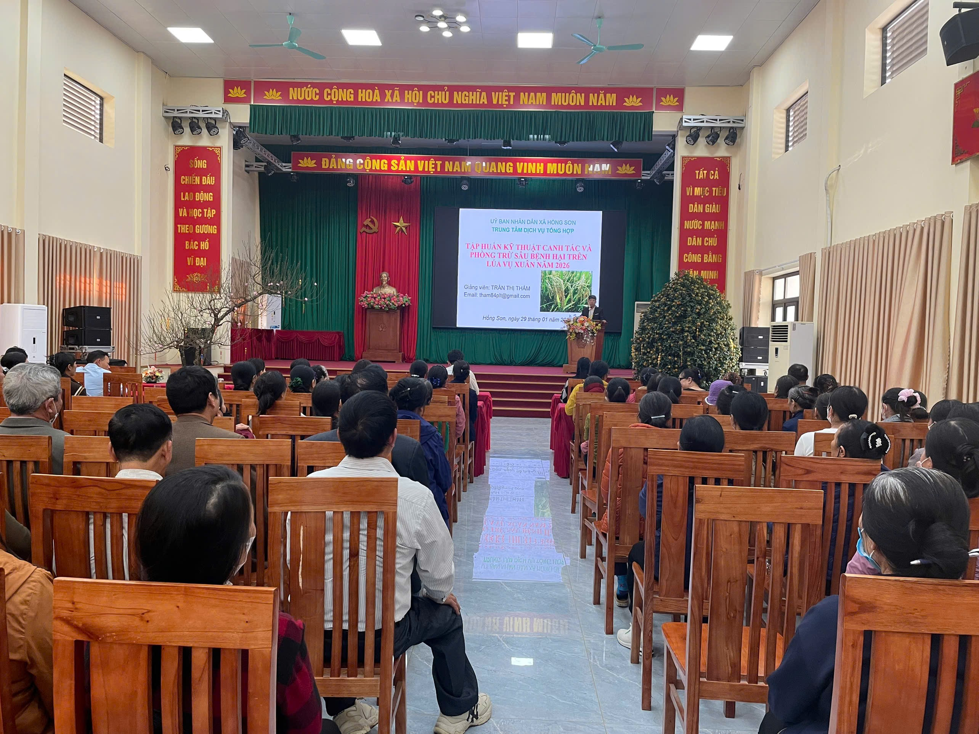 Xã Hồng Sơn tổ chức 03 lớp tập huấn kỹ thuật canh tác và phòng trừ sâu bệnh hại lúa vụ Xuân 2026 cho nông dân- Ảnh 1.