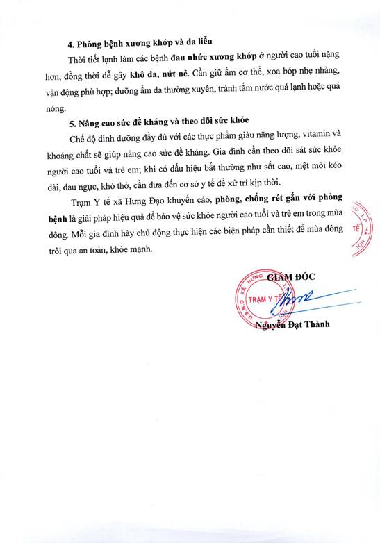 CHỦ ĐỘNG PHÒNG CHỐNG CÁC BỆNH THƯỜNG GẶP Ở NGƯỜI GIÀ VÀ TRẺ EM TRONG MÙA ĐÔNG- Ảnh 2.