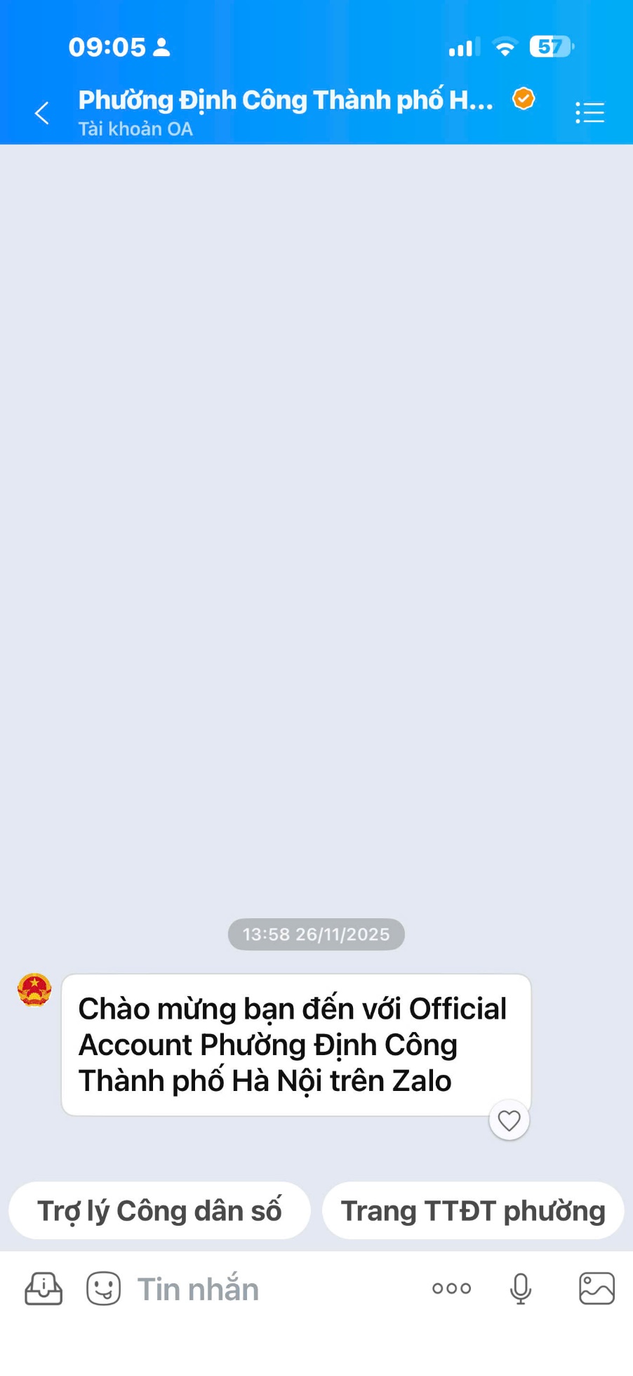 Phường Định Công: liên kết ứng dụng AI - trợ lý công dân số trên Zalo OA của UBND phường để hỗ trợ người dân, doanh nghiệp trên môi trường mạng.- Ảnh 2.
