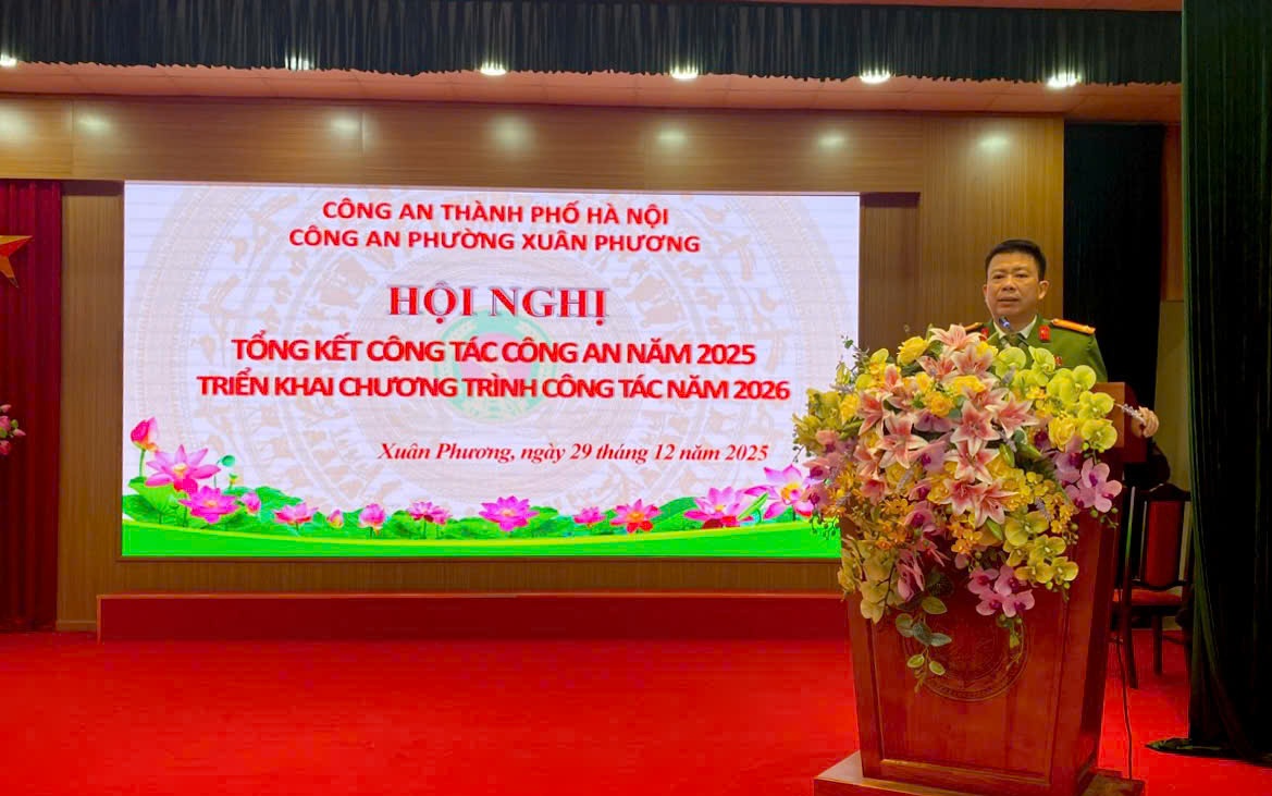 Công an phường Xuân Phương tổ chức Hội nghị tổng kết công tác và triển khai Chương trình công tác năm 2026. 
