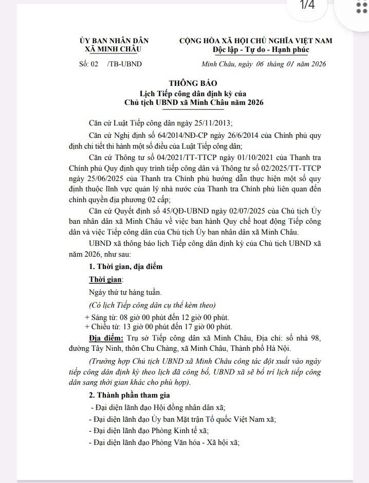 THÔNG BÁO của UBND xã Minh Châu - Ảnh 1.