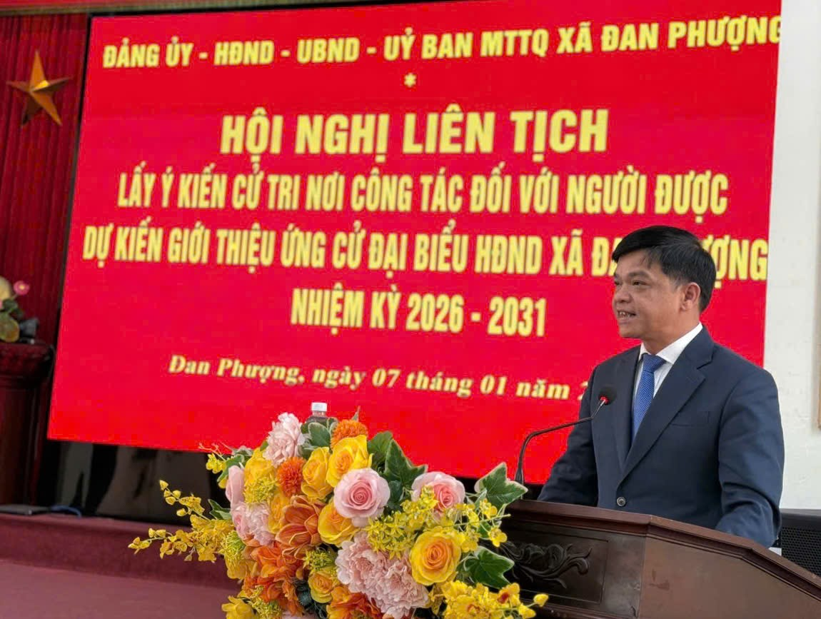 Hội nghị liên tịch lấy ý kiến của cử tri nơi công tác đối với người được dự kiến giới thiệu ứng cử đại biểu HĐND xã Đan Phượng, nhiệm kỳ 2026-2031.- Ảnh 2.