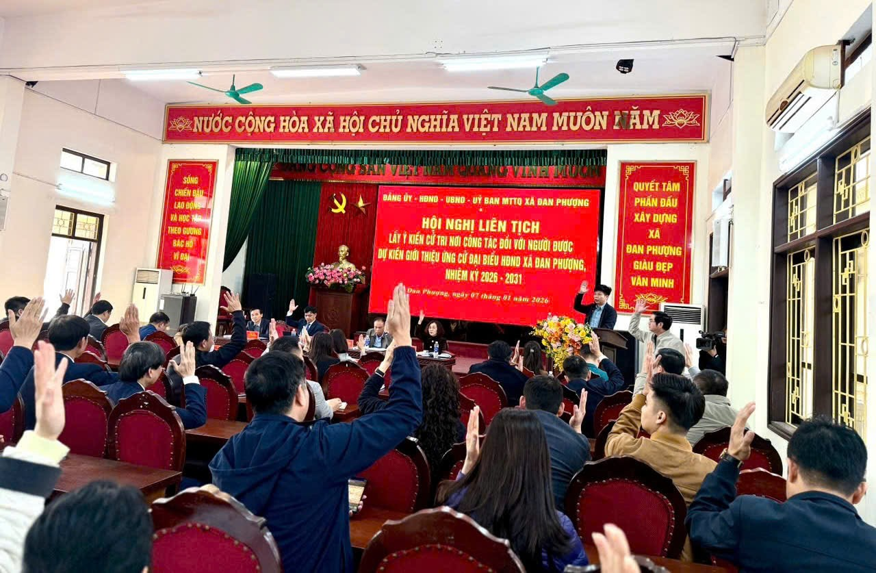 Hội nghị liên tịch lấy ý kiến của cử tri nơi công tác đối với người được dự kiến giới thiệu ứng cử đại biểu HĐND xã Đan Phượng, nhiệm kỳ 2026-2031.- Ảnh 3.