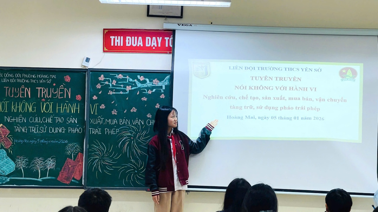 TRƯỜNG THCS YÊN SỞ ĐẨY MẠNH TUYÊN TRUYỀN, GIÁO DỤC PHÁP LUẬT VỚI CHỦ ĐỀ: "NÓI KHÔNG VỚI CÁC HÀNH VI NGHIÊN CỨU, CHẾ TẠO, SẢN XUẤT, MUA BÁN, VẬN CHUYỂN, TÀNG TRỮ, SỬ DỤNG PHÁO TRÁI PHÉP"- Ảnh 2.