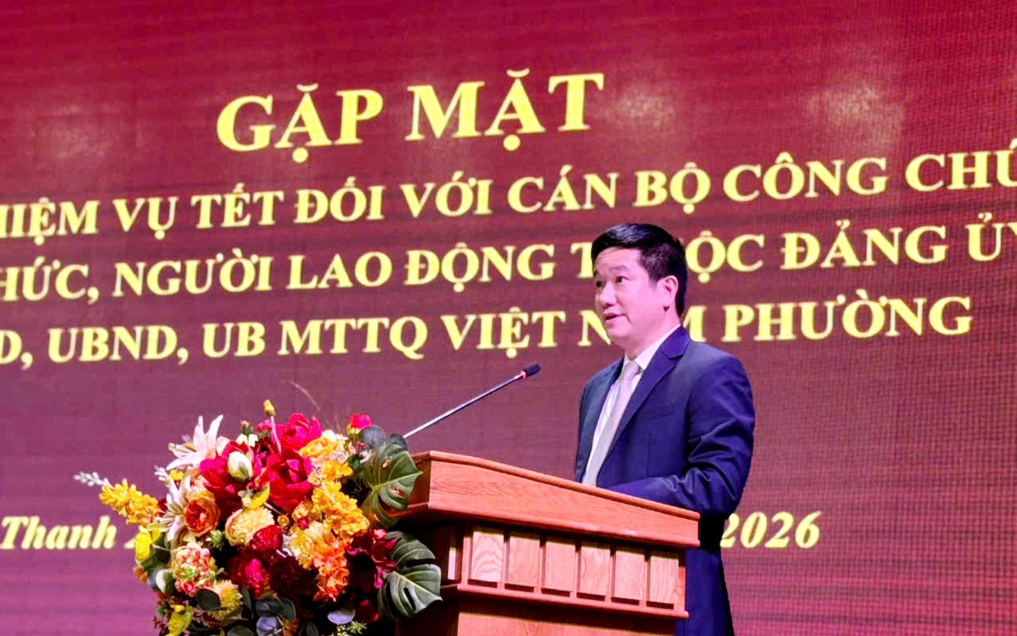 Đồng chí Nguyễn Huy Cường – Bí thư Đảng ủy, Chủ tịch HĐND phường phát biểu chỉ đạo tại hội nghị