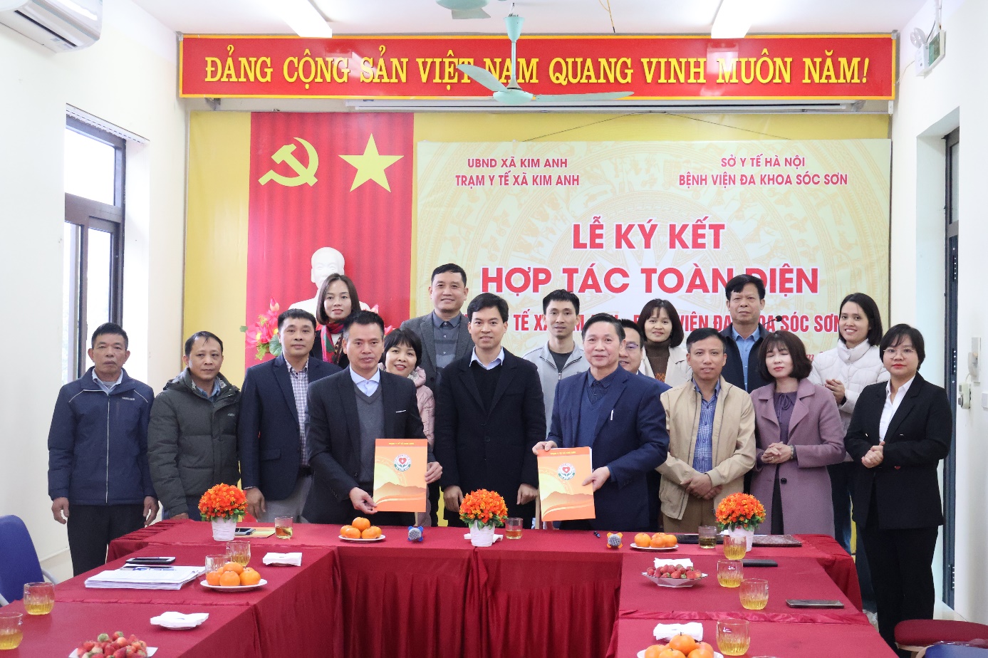 TRUNG TÂM Y TẾ XÃ KIM ANH KÝ KẾT HỢP TÁC TOÀN DIỆN VỚI BỆNH VIỆN ĐA KHOA SÓC SƠN- Ảnh 1.