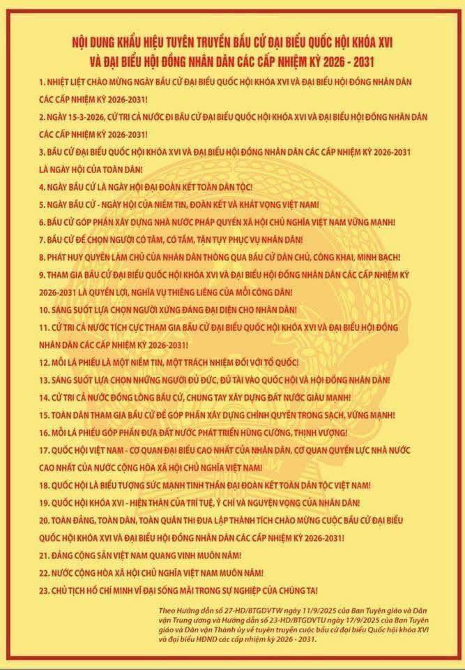 HƯỚNG DẪN TRANG TRÍ ĐỊA ĐIỂM BỎ PHIẾU BẦU CỬ ĐẠI BIỂU QUỐC HỘI KHÓA XVI VÀ ĐẠI BIỂU HĐND CÁC CẤP NHIỆM KỲ 2026 - 2031- Ảnh 1.