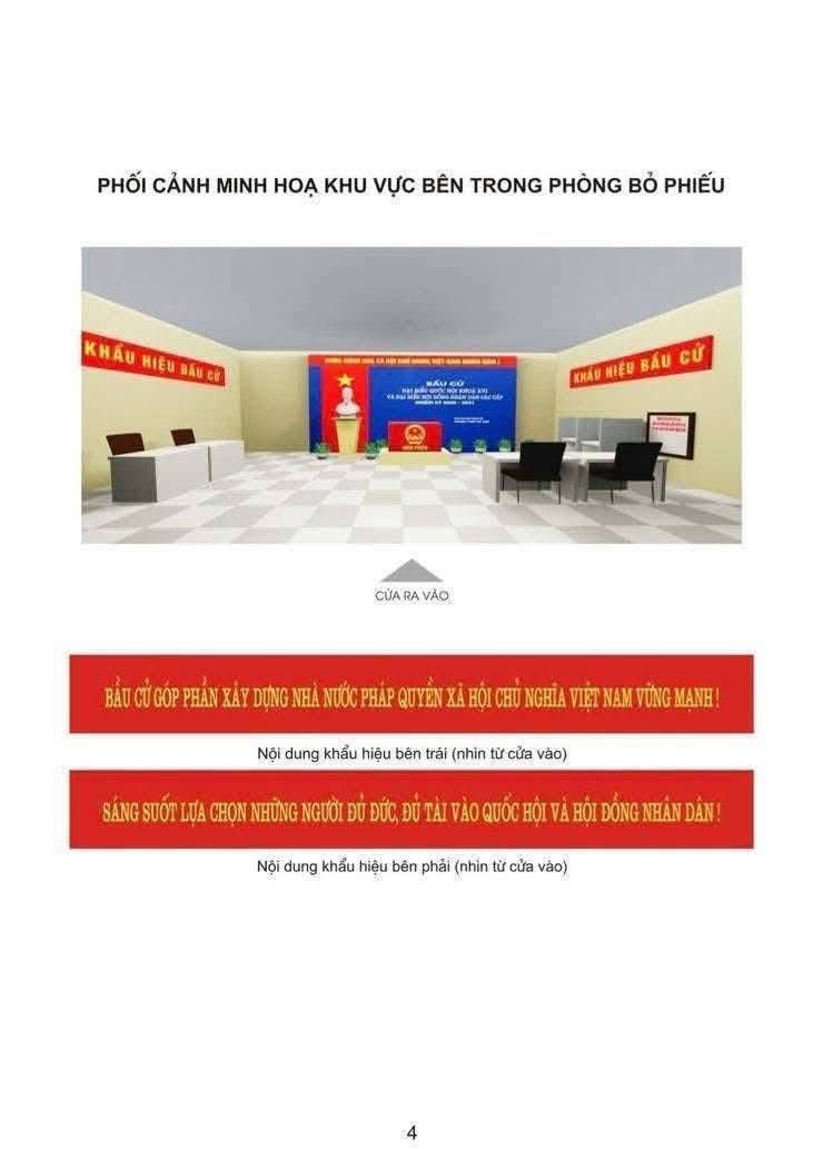 HƯỚNG DẪN TRANG TRÍ ĐỊA ĐIỂM BỎ PHIẾU BẦU CỬ ĐẠI BIỂU QUỐC HỘI KHÓA XVI VÀ ĐẠI BIỂU HĐND CÁC CẤP NHIỆM KỲ 2026 - 2031- Ảnh 5.