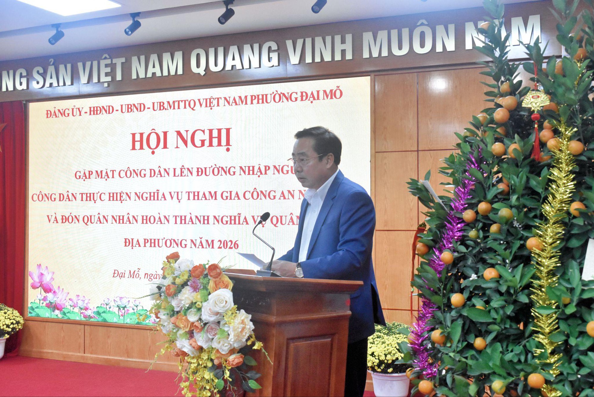 Phường Đại Mỗ tổ chức gặp mặt công dân nhập ngũ, đón quân nhân xuất ngũ trở về địa phương và kết nạp Đảng viên mới- Ảnh 2.