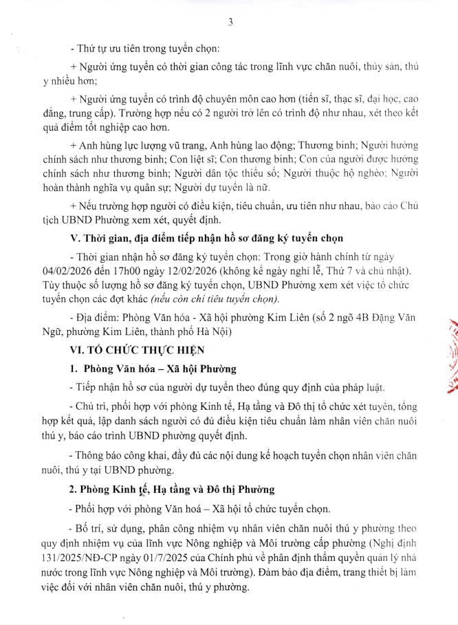 Kế hoạch về việc tuyển chọn nhân viên chăn nuôi thú y phường Kim Liên- Ảnh 3.