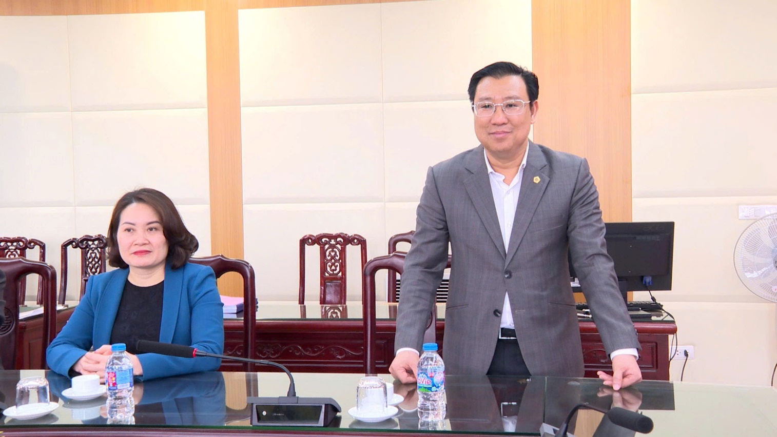 Đồng chí Nguyễn Thanh Bình-Bí thư Đảng ủy xã Hoài Đức thăm, chúc Tết đơn vị kết nghĩa phường Vạn Xuân, tỉnh Thái Nguyên- Ảnh 2.