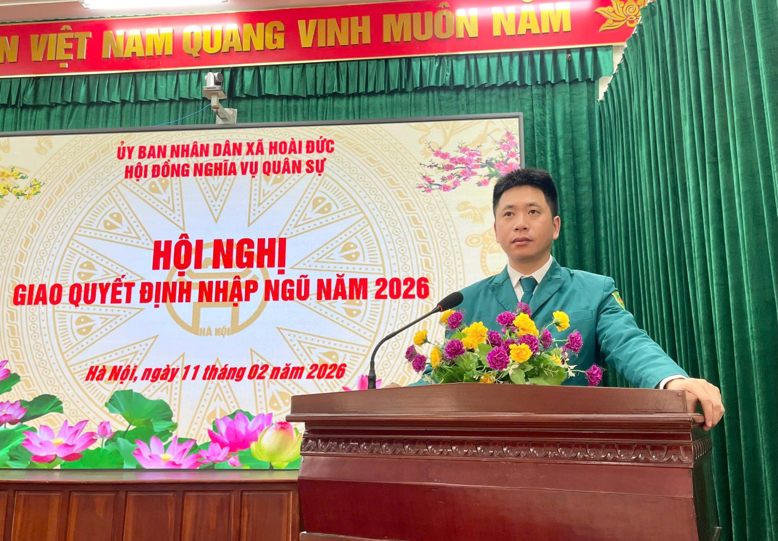 Hội đồng nghĩa vụ Quân sự xã Hoài Đức trao quyết định gọi công dân nhập ngũ năm 2026- Ảnh 2.