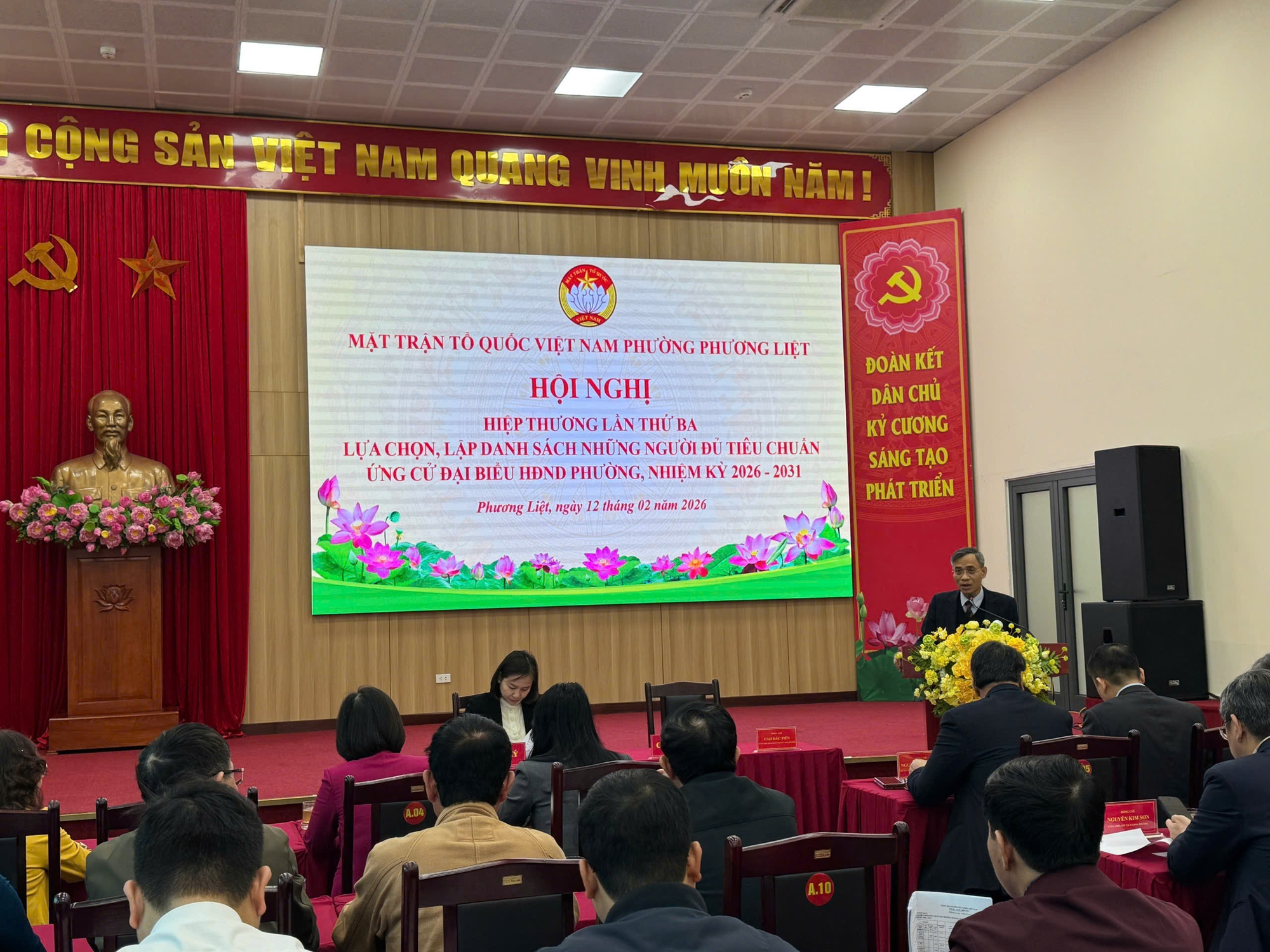 Phương Liệt tổ chức Hội nghị hiệp thương lần thứ 3 thống nhất danh sách  người ứng cử đại biểu HĐND phường nhiệm kỳ 2026 - 2031- Ảnh 1.