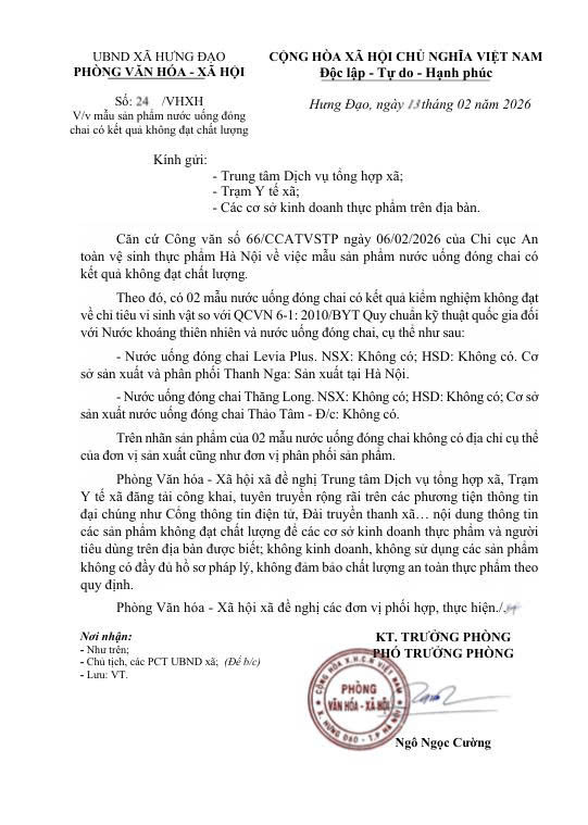 Mẫu sản phẩm nước uống đóng chai có kết quả không đạt chất lượng- Ảnh 1.